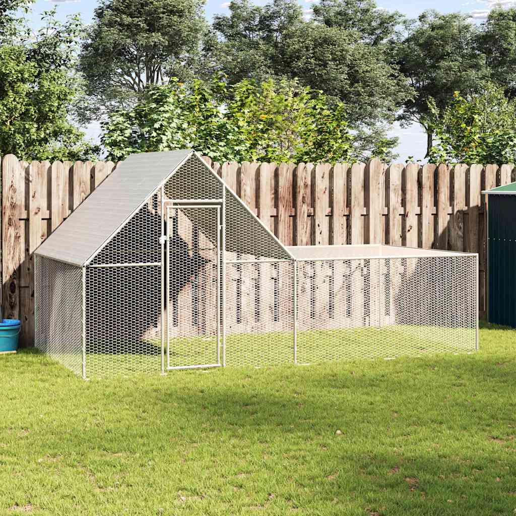 144556 vidaXL Chicken Coop 4x2x2 m Galvanised Steel