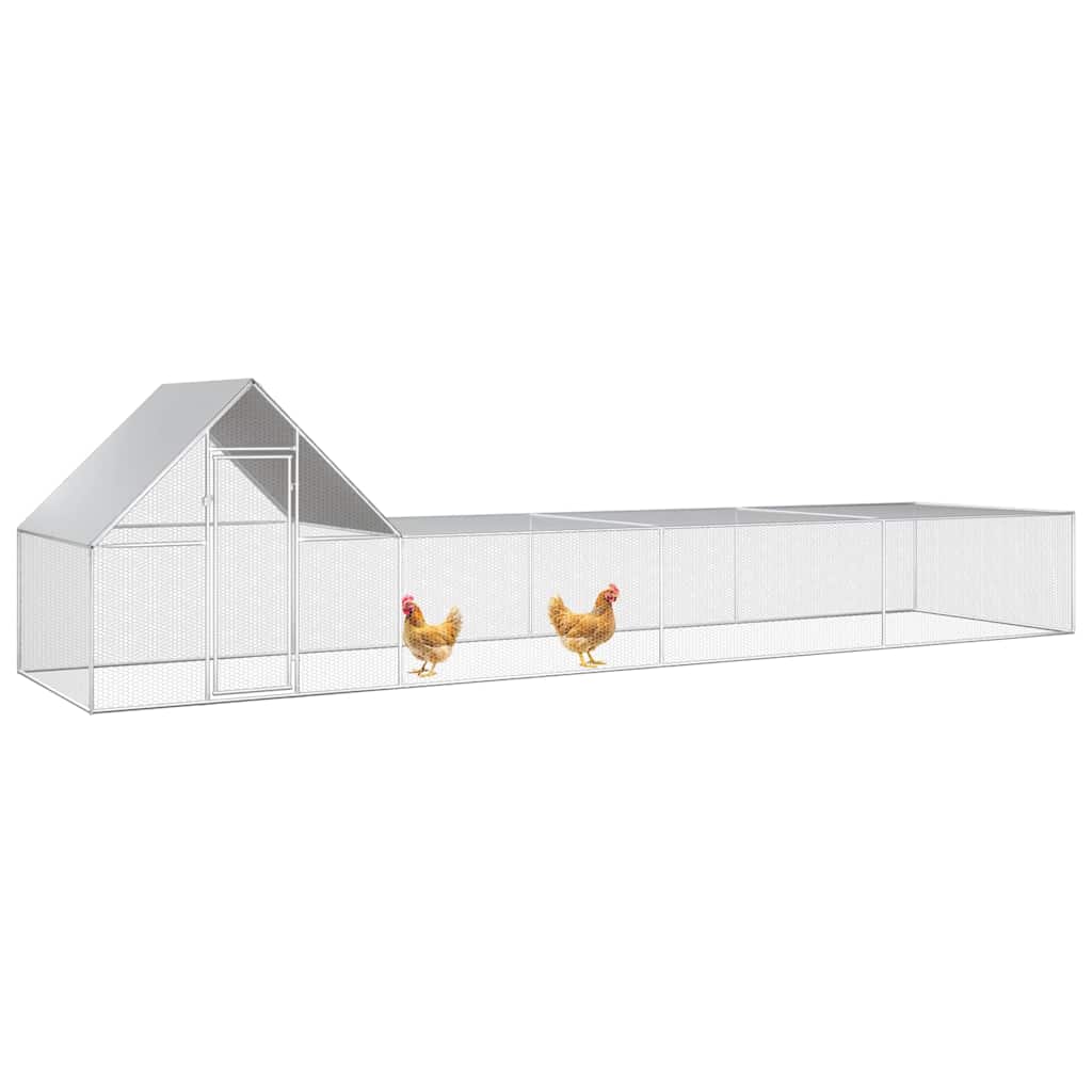 144558 vidaXL Chicken Coop 8x2x2 m Galvanised Steel