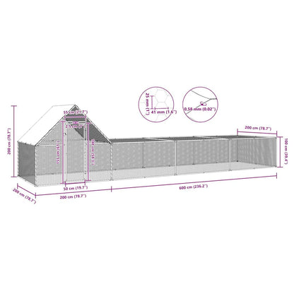 144558 vidaXL Chicken Coop 8x2x2 m Galvanised Steel