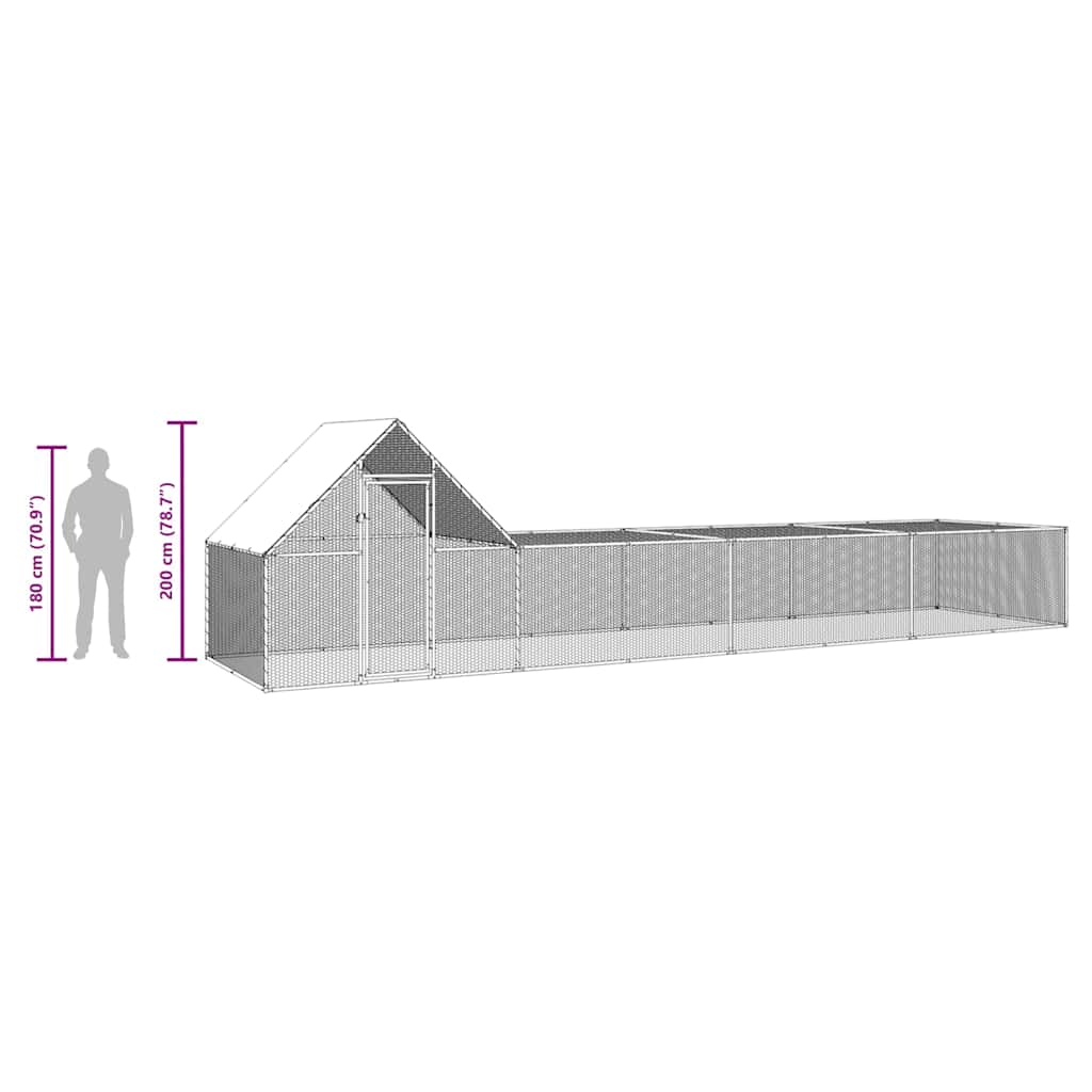 144558 vidaXL Chicken Coop 8x2x2 m Galvanised Steel