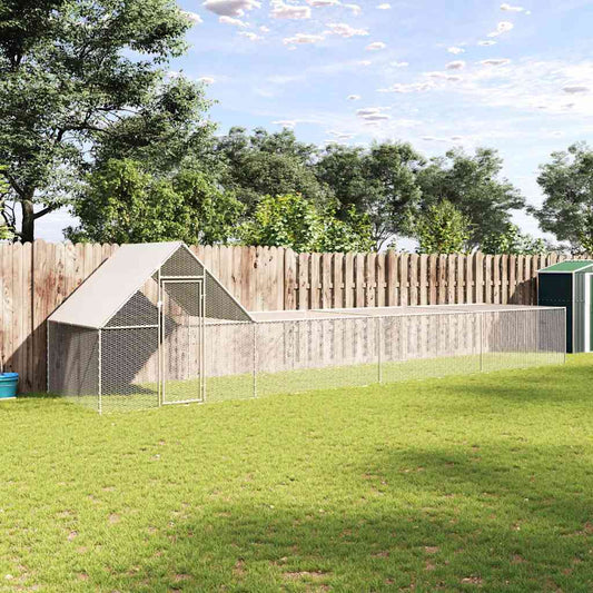 144558 vidaXL Chicken Coop 8x2x2 m Galvanised Steel