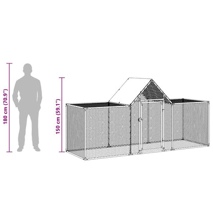 144559 vidaXL Chicken Coop 3x1x1,5 m Galvanised Steel