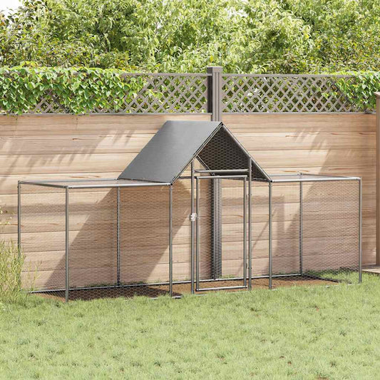 144559 vidaXL Chicken Coop 3x1x1,5 m Galvanised Steel