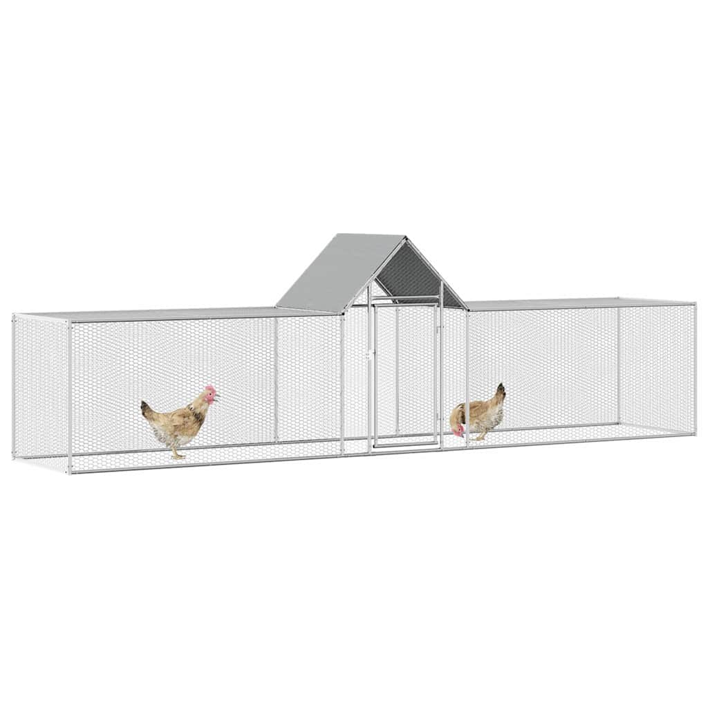 vidaXL Chicken Coop 5x1x1.5 m Galvanised Steel