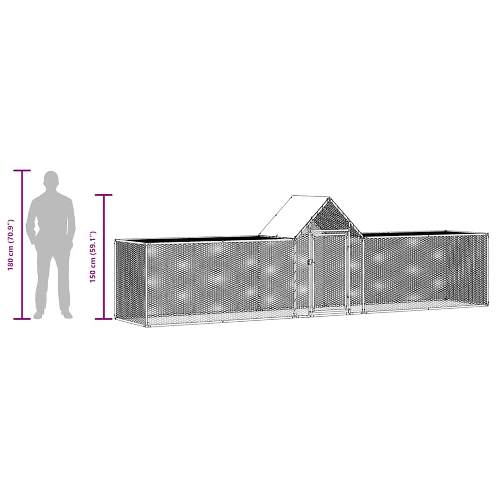 vidaXL Chicken Coop 5x1x1.5 m Galvanised Steel
