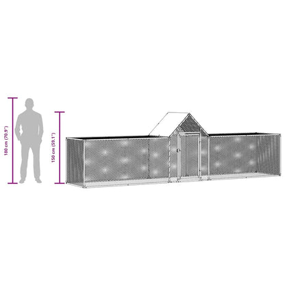 vidaXL Chicken Coop 5x1x1.5 m Galvanised Steel