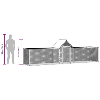 144560 vidaXL Chicken Coop 5x1x1,5 m Galvanised Steel