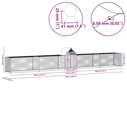vidaXL Chicken Coop 9x1x1.5 m Galvanised Steel