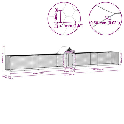 144561 vidaXL Chicken Coop 9x1x1,5 m Galvanised Steel