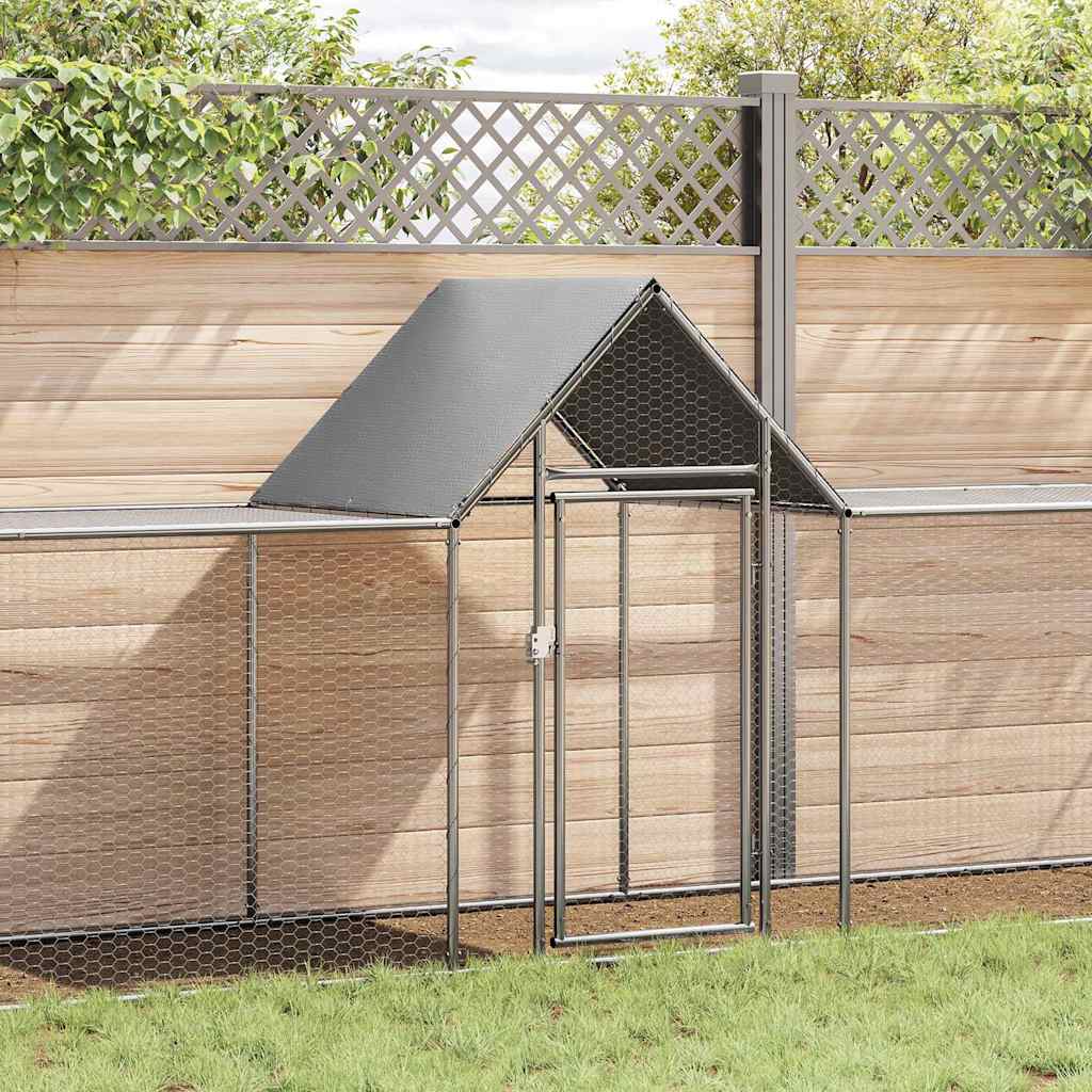 144561 vidaXL Chicken Coop 9x1x1,5 m Galvanised Steel