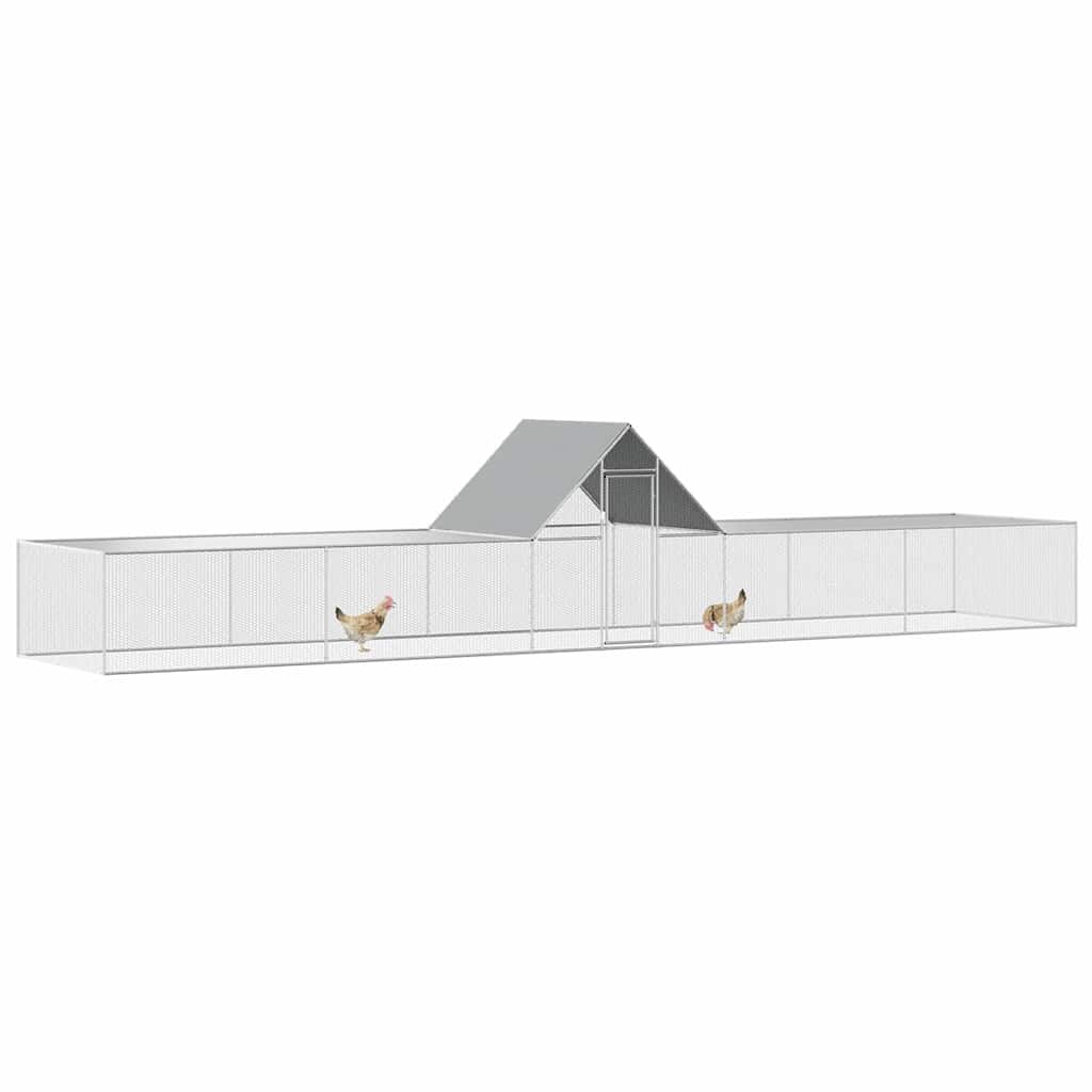 144563 vidaXL Chicken Coop 10x2x2 m Galvanised Steel