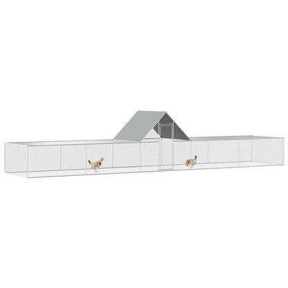 144563 vidaXL Chicken Coop 10x2x2 m Galvanised Steel