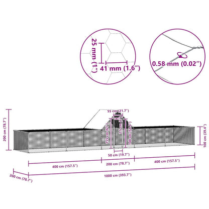 144563 vidaXL Chicken Coop 10x2x2 m Galvanised Steel