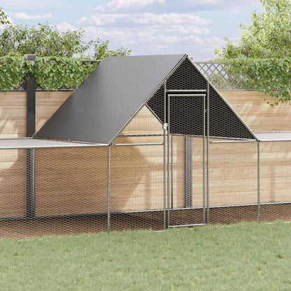 144563 vidaXL Chicken Coop 10x2x2 m Galvanised Steel