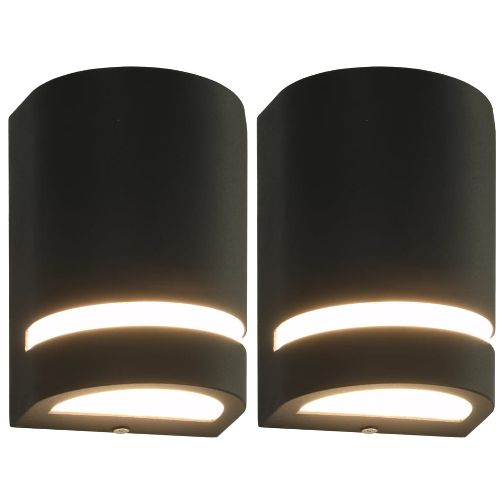 vidaXL Outdoor Wall Lights 2 pcs 35 W Black Half-round