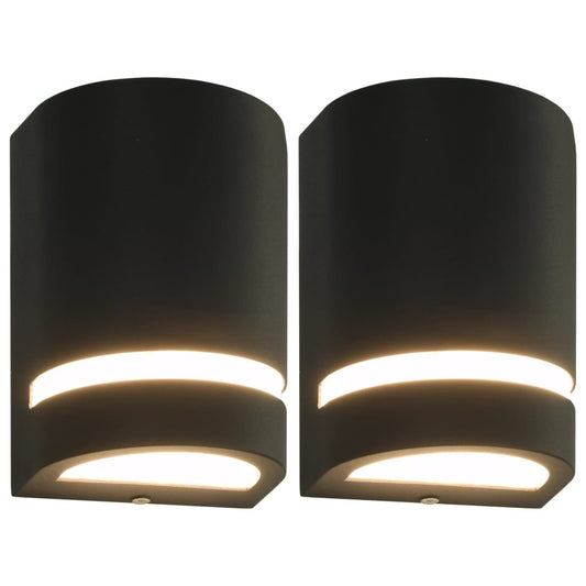 vidaXL Outdoor Wall Lights 2 pcs 35 W Black Half-round