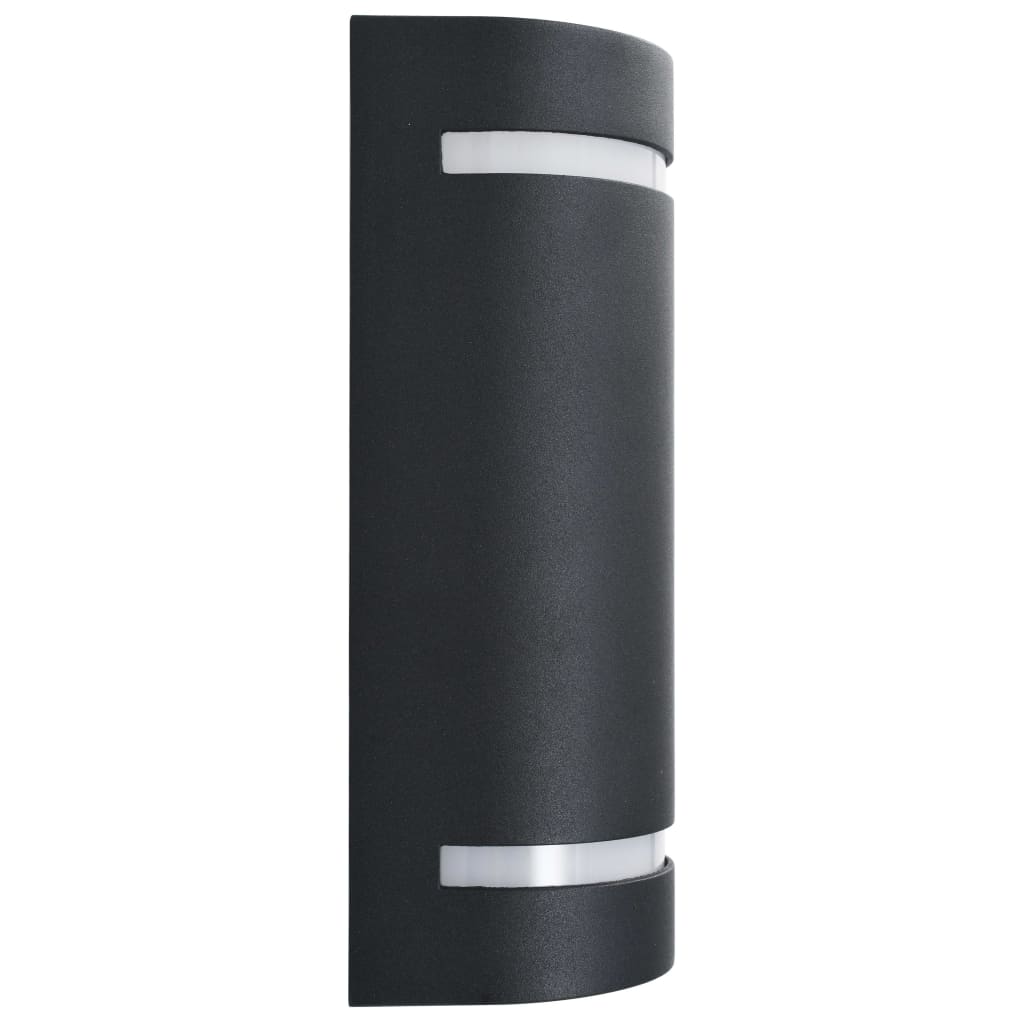 vidaXL Outdoor Wall Lights 2 pcs 35 W Black Half-round