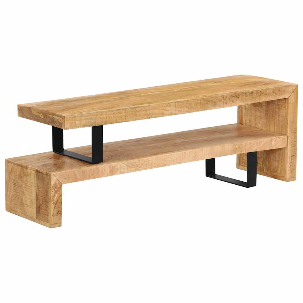 vidaXL TV Stand | Natural Mango Wood | Solid Mango Wood, Wrought Iron | Medium