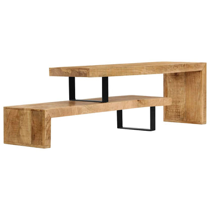 vidaXL TV Stand | Natural Mango Wood | Solid Mango Wood, Wrought Iron | Medium
