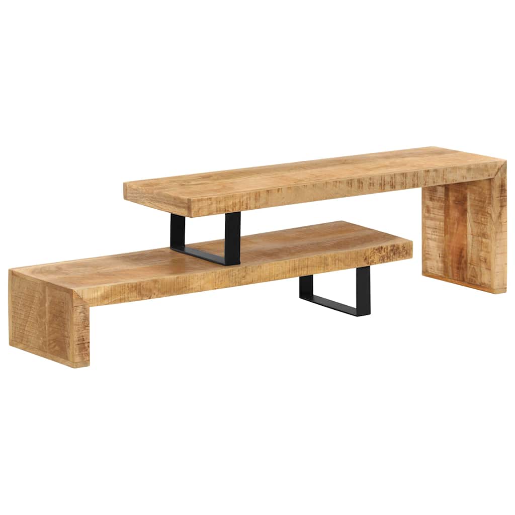 vidaXL TV Stand | Natural Mango Wood | Solid Mango Wood, Wrought Iron | Medium