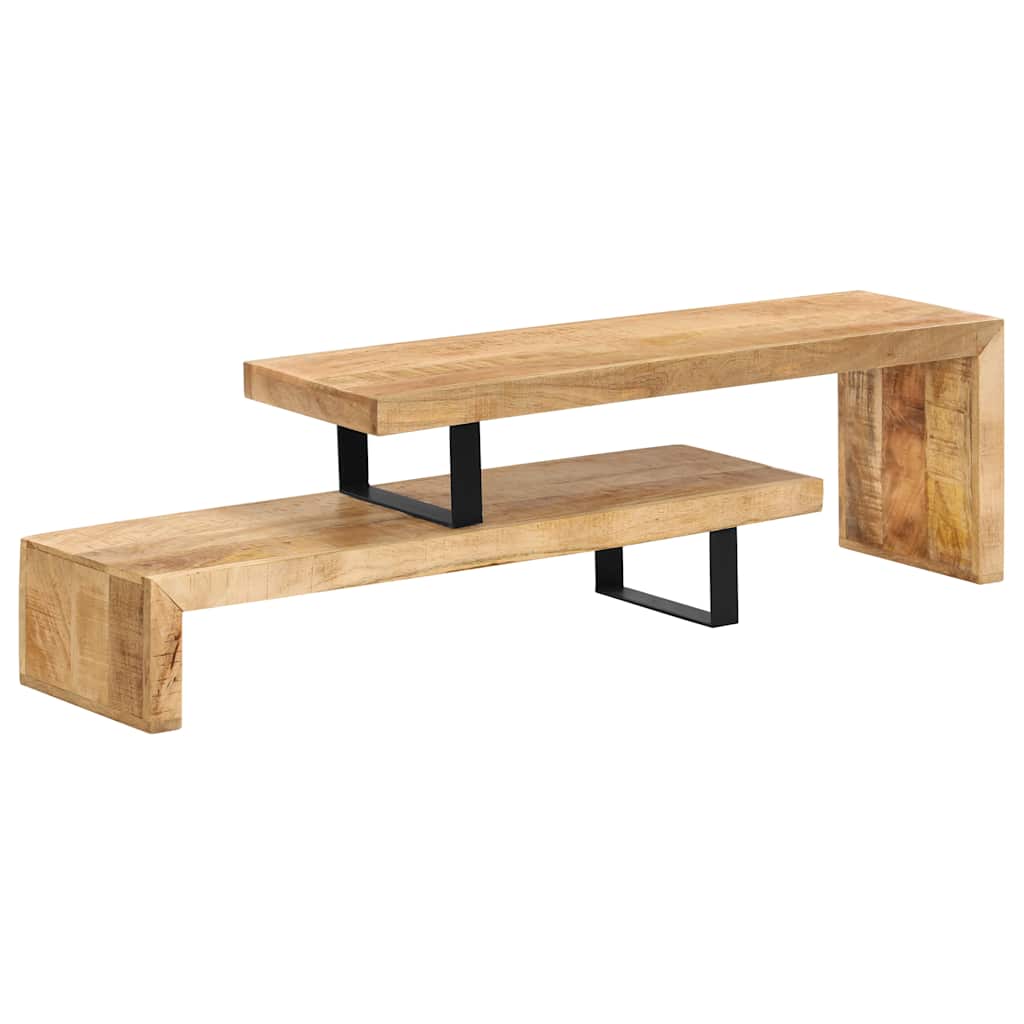 vidaXL TV Stand | Natural Mango Wood | Solid Mango Wood, Wrought Iron | Medium