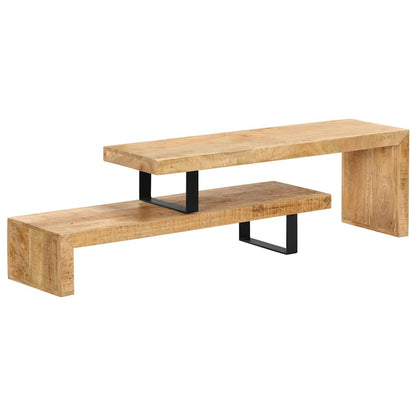 vidaXL TV Stand | Natural Mango Wood | Solid Mango Wood, Wrought Iron | Medium