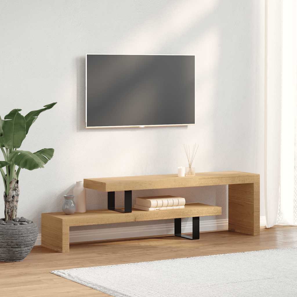 vidaXL TV Stand | Natural Mango Wood | Solid Mango Wood, Wrought Iron | Medium