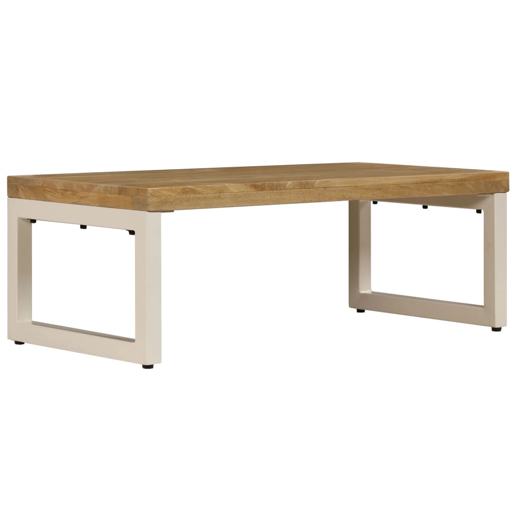 vidaXL Coffee Table | Natural wood and white steel | Solid mango wood and steel