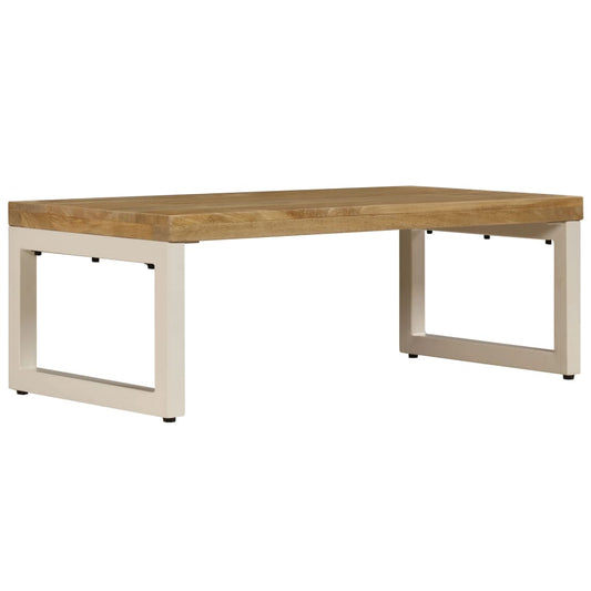 vidaXL Coffee Table | Natural wood and white steel | Solid mango wood and steel