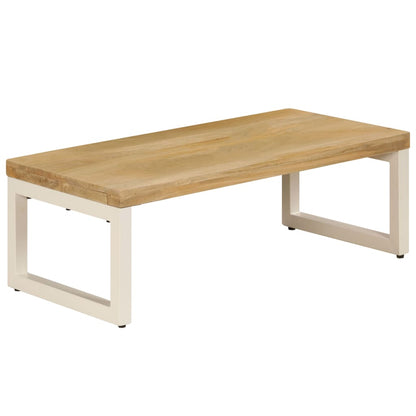 vidaXL Coffee Table | Natural wood and white steel | Solid mango wood and steel