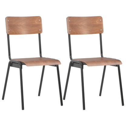 vidaXL Dining Chairs 2 pcs Brown Solid Plywood Steel