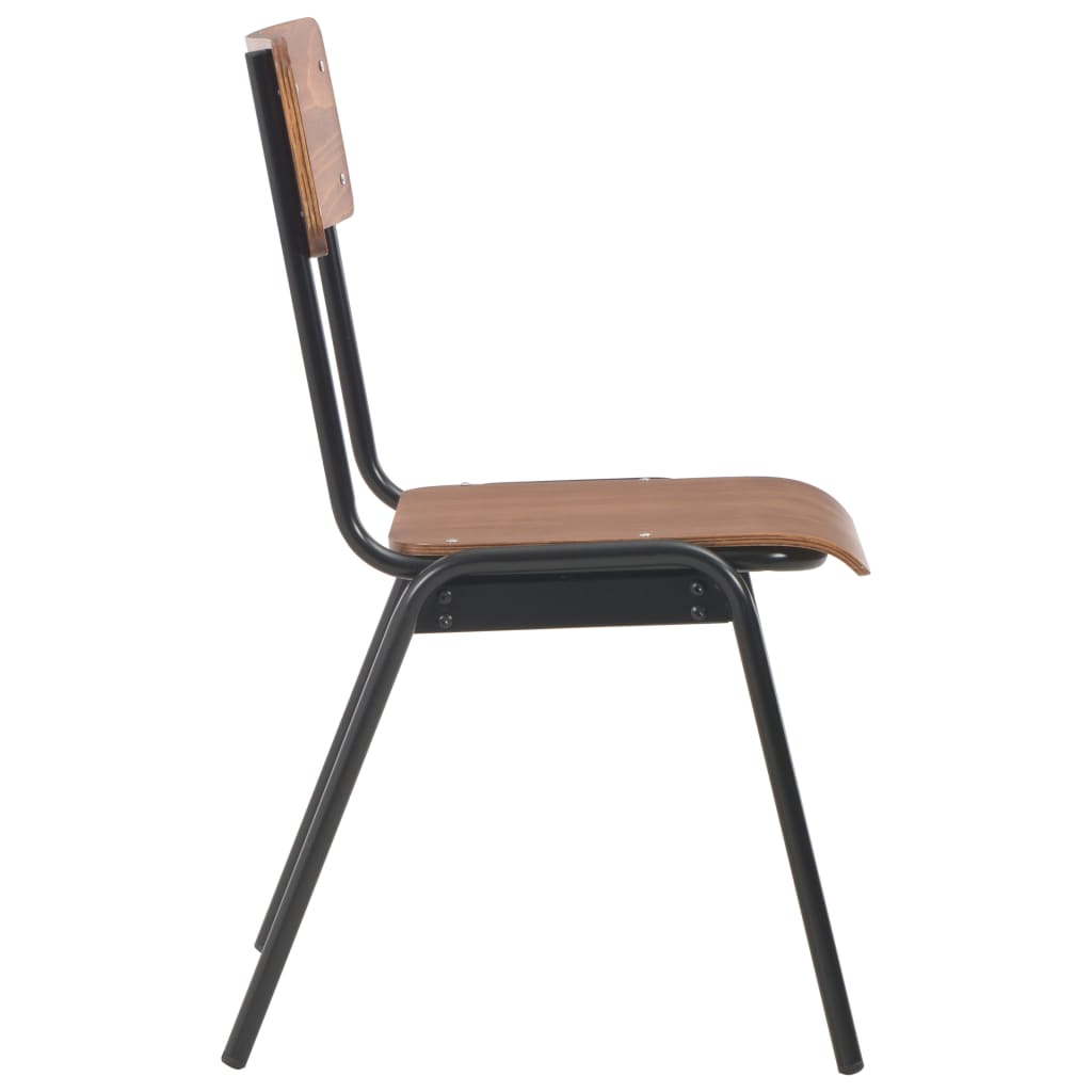 vidaXL Dining Chairs 2 pcs Brown Solid Plywood Steel