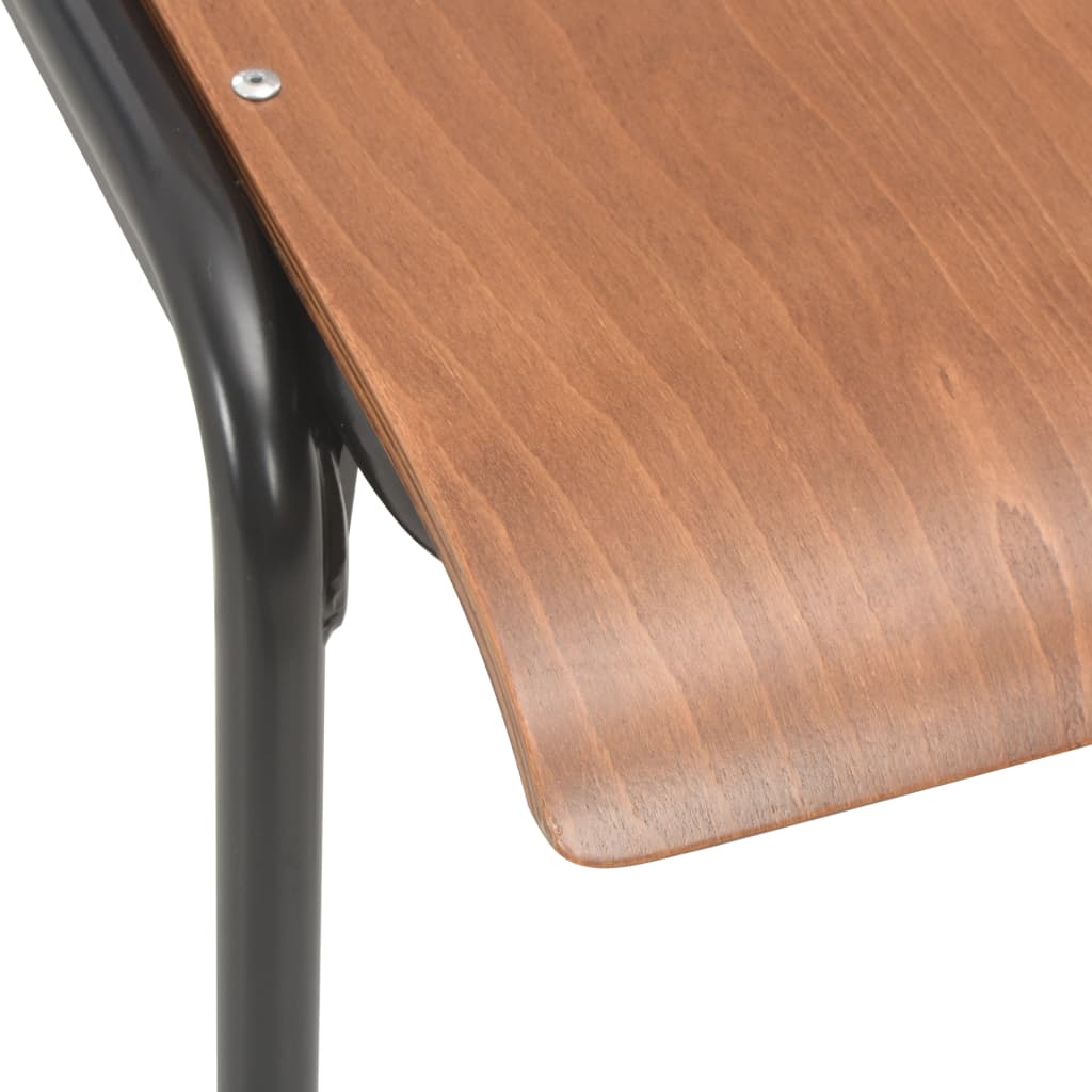 vidaXL Dining Chairs 4 pcs Brown Solid Plywood Steel