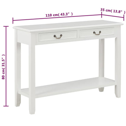 vidaXL Console Table White 110x35x80 cm Wood