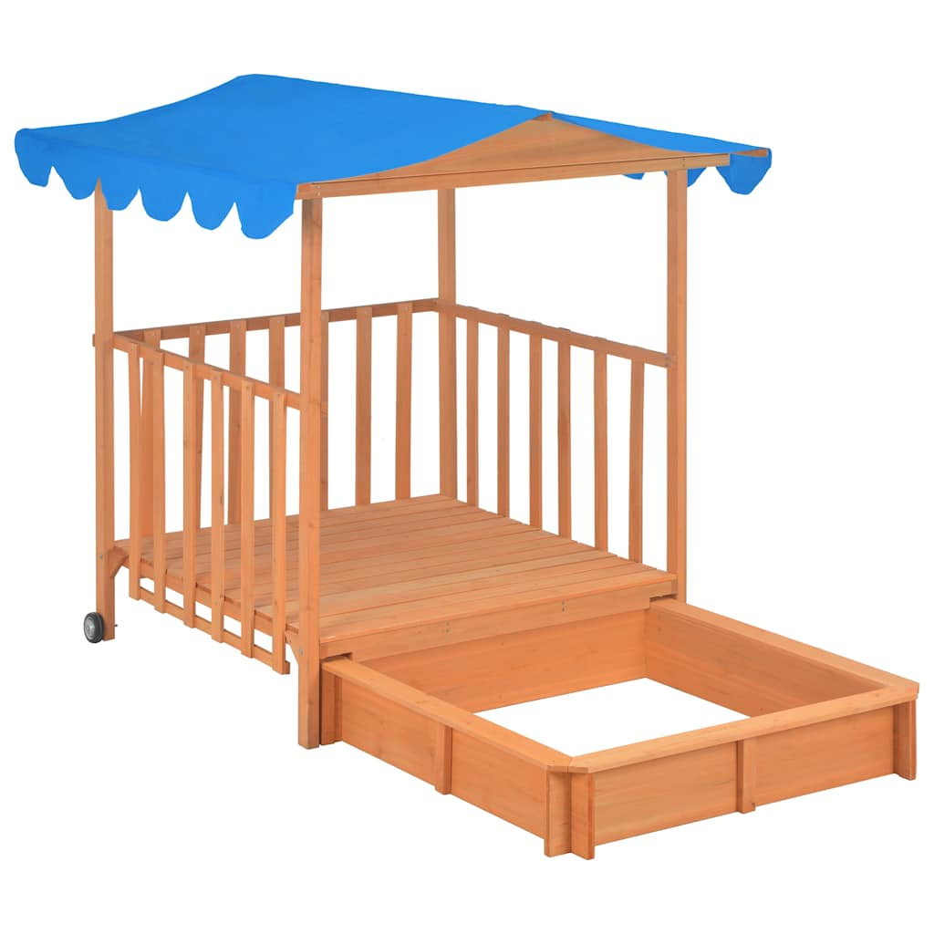 91795 vidaXL Kids Playhouse with Sandbox Fir Wood Blue UV50