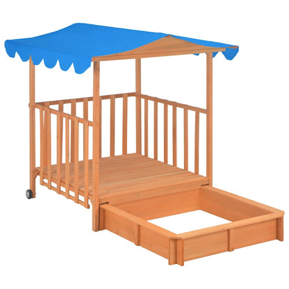 91795 vidaXL Kids Playhouse with Sandbox Fir Wood Blue UV50