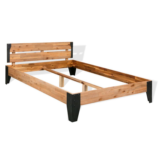 vidaXL Bed Frame | Brown | Solid Acacia wood | Double | Durable | Bed Frame