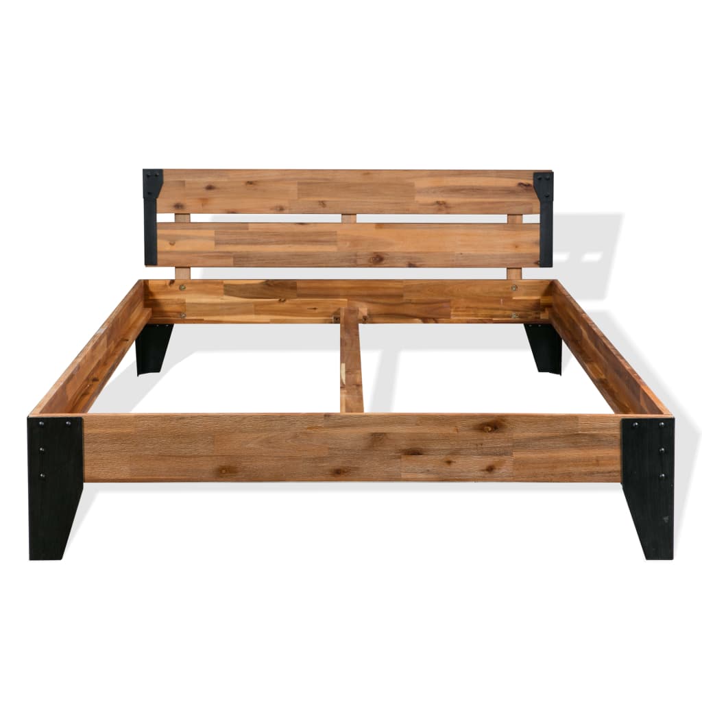 vidaXL Bed Frame | Brown | Solid Acacia wood | Double | Durable | Bed Frame
