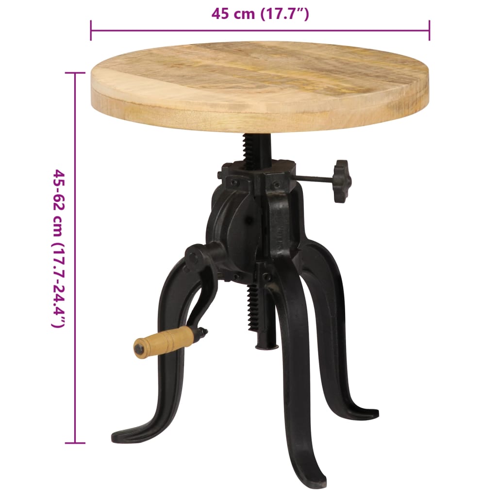 vidaXL Side Table 45x (45-62) cm Solid Mango Wood and Cast Iron