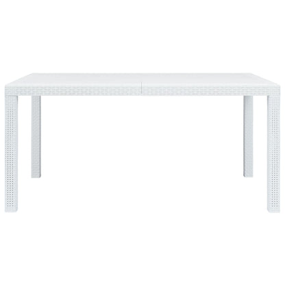 vidaXL Garden Table White 150x90x72 cm Plastic Rattan Look