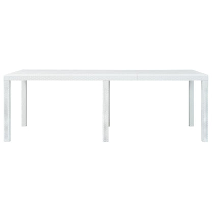 vidaXL Garden Table White 220x90x72 cm Plastic Rattan Look