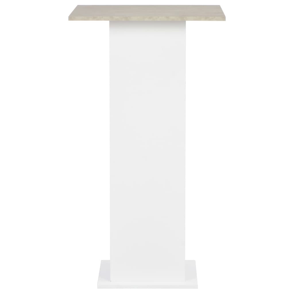 vidaXL Bar Table White and Concrete 60x60x110 cm