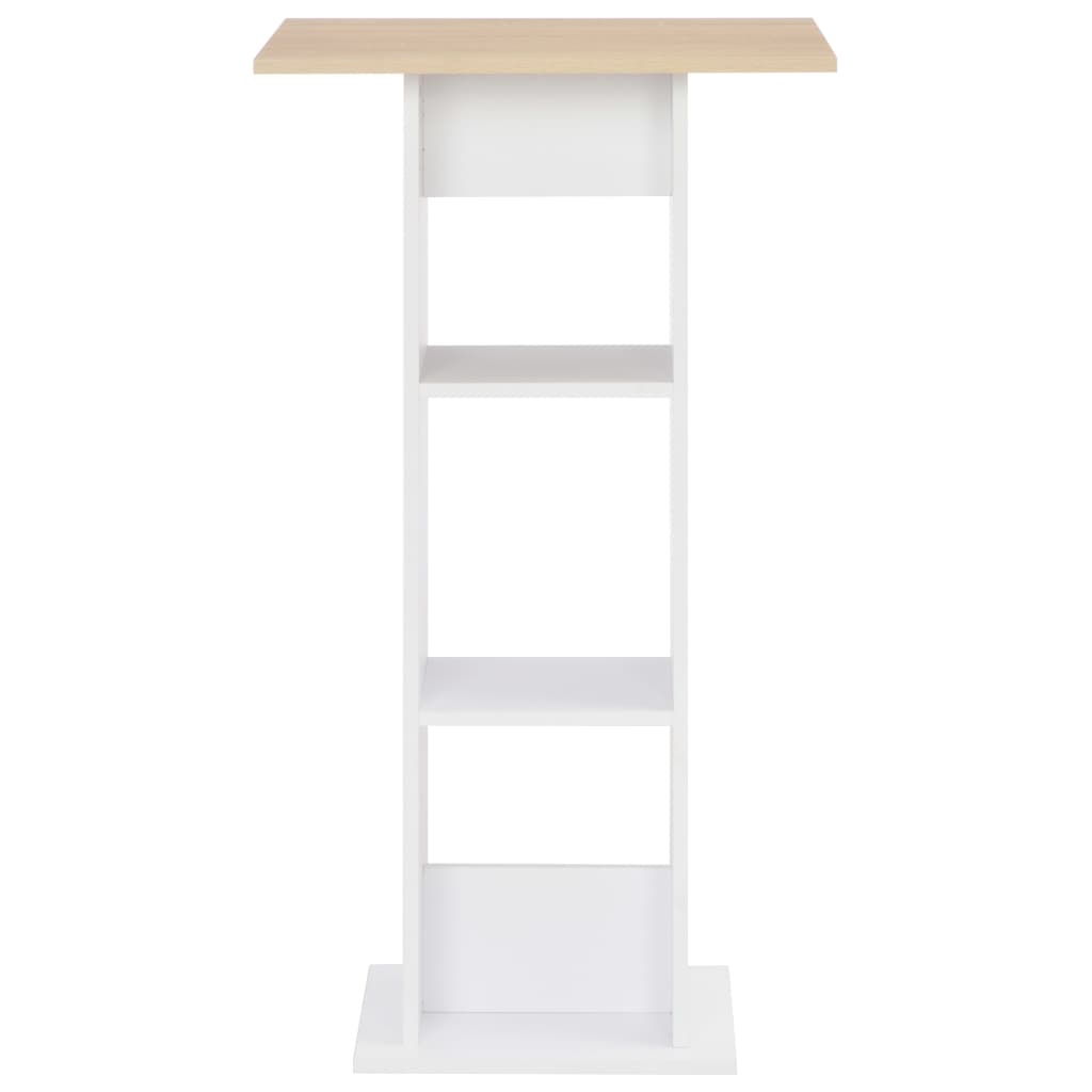 vidaXL Bar Table White and Sonoma Oak 60x60x110 cm