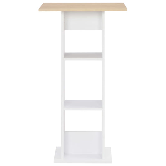 vidaXL Bar Table White and Sonoma Oak 60x60x110 cm