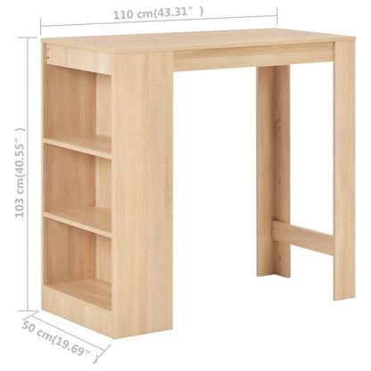 vidaXL Bar Table with Shelf Oak 110x50x103 cm