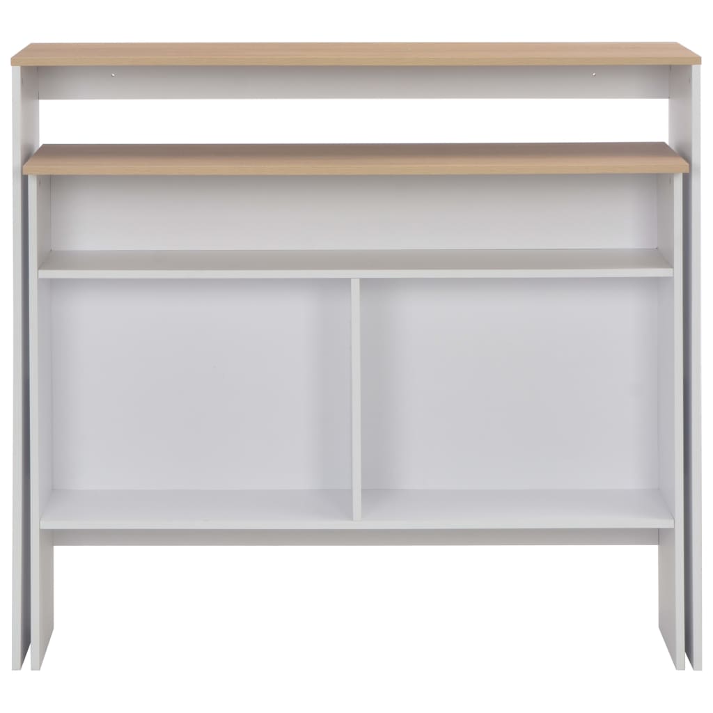 vidaXL Bar Table with 2 Table Tops White and Oak 130x40x120 cm