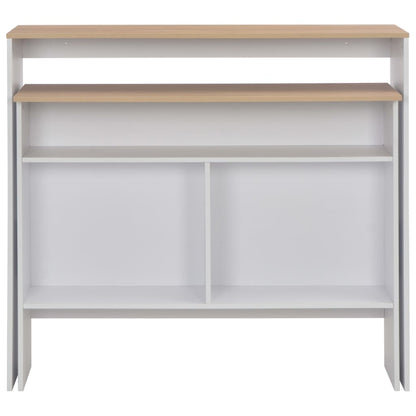 vidaXL Bar Table with 2 Table Tops White and Oak 130x40x120 cm