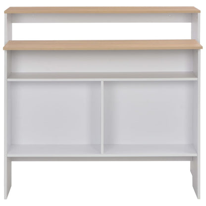 vidaXL Bar Table with 2 Table Tops White and Oak 130x40x120 cm