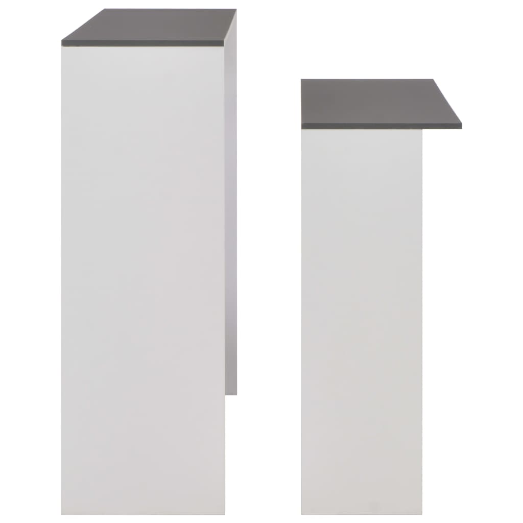 vidaXL Bar Table with 2 Table Tops White and Grey 130x40x120 cm
