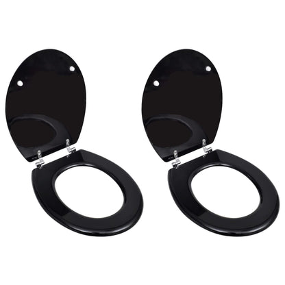 vidaXL Toilet Seats with Lids 2 pcs MDF Black